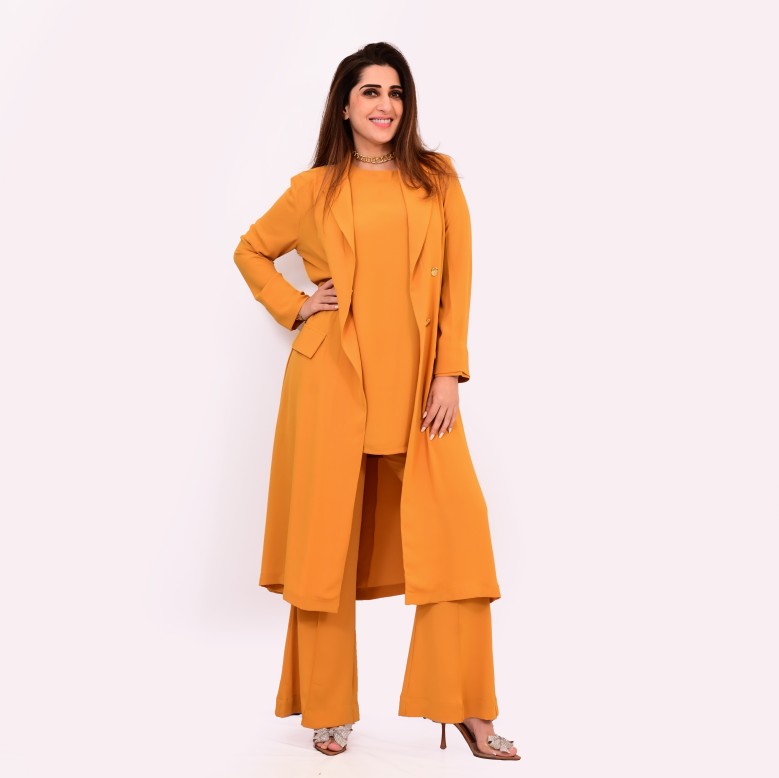 Inaya artisanal couture Mustard ochre 3pc set 