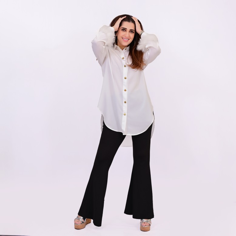 Aaliyah atelier white faux feather 