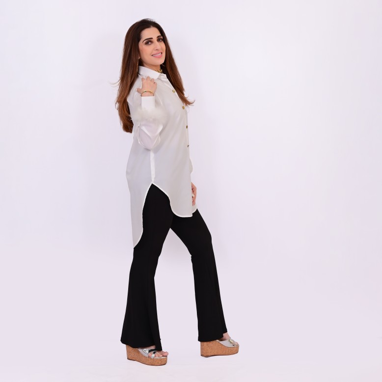 Aaliyah atelier white faux feather 