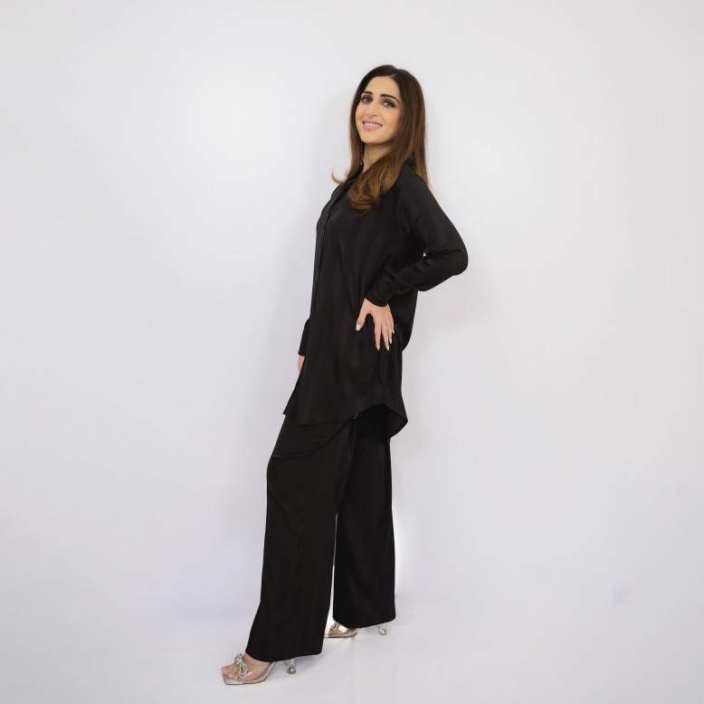 Aaliyah atelier Nior satin self stripe set