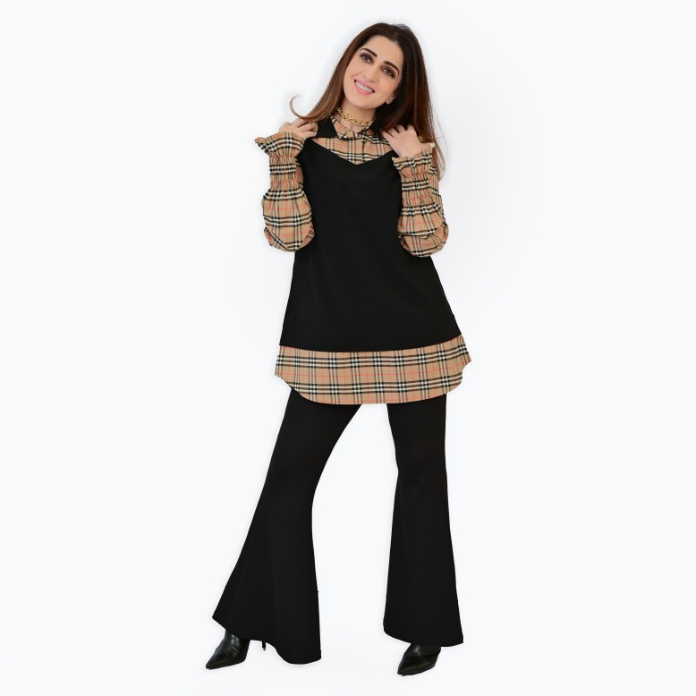 Ammarah élégante 2.0 separates Black and checkered vest top