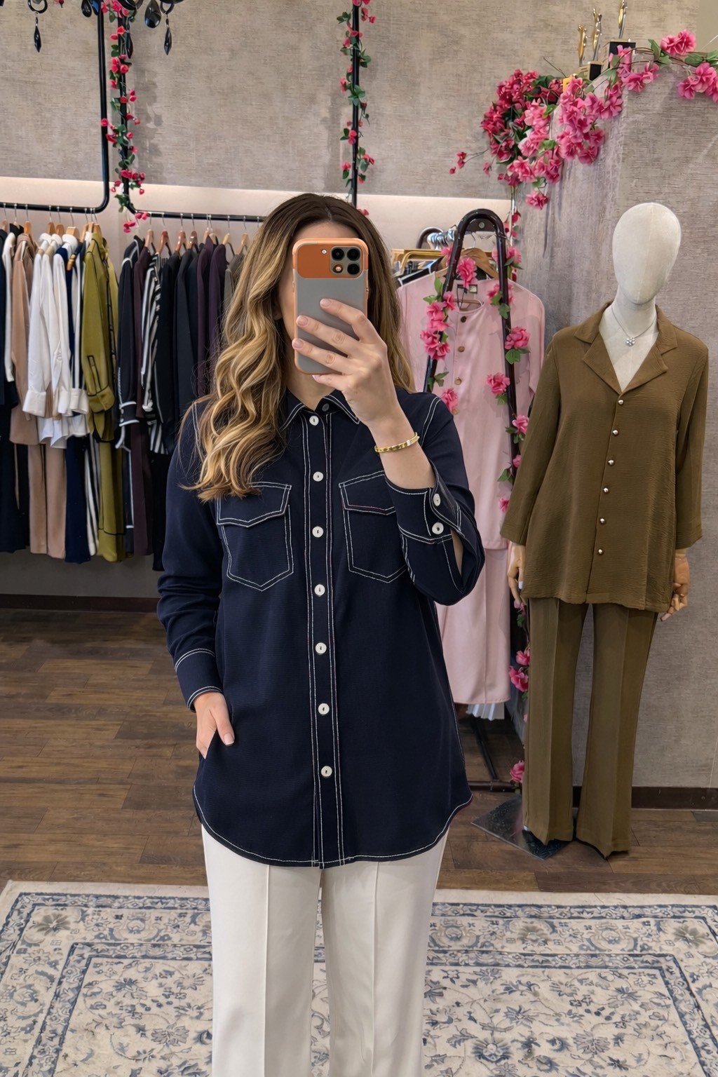 DENIM SET WITH WHITE STITCH