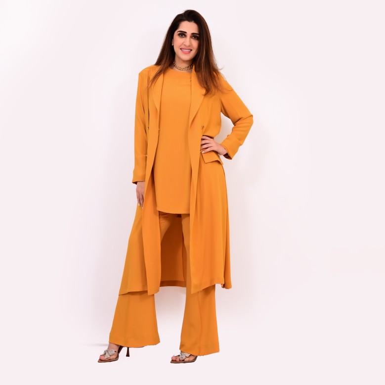 Inaya artisanal couture Mustard ochre 3pc set 
