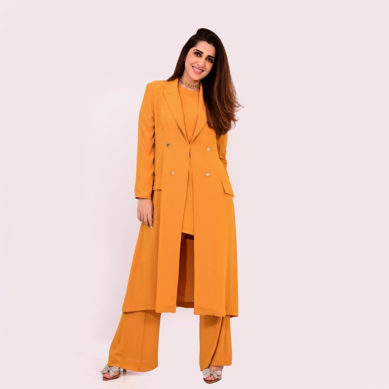 Inaya artisanal couture Mustard ochre 3pc set 