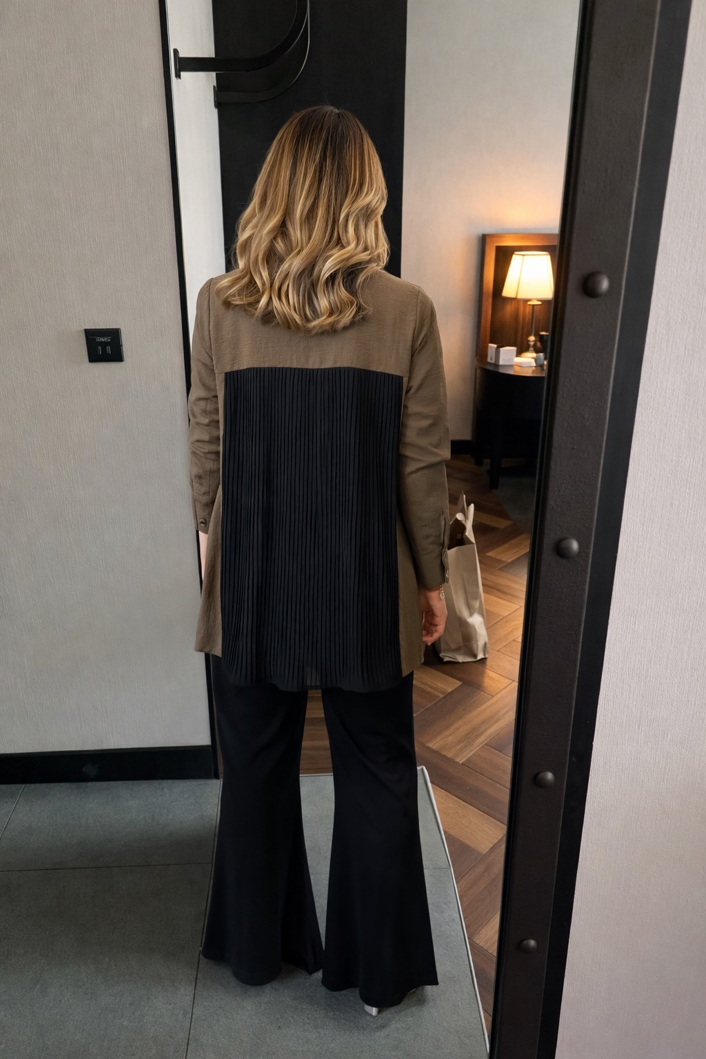 Dusky grey top pleats on back