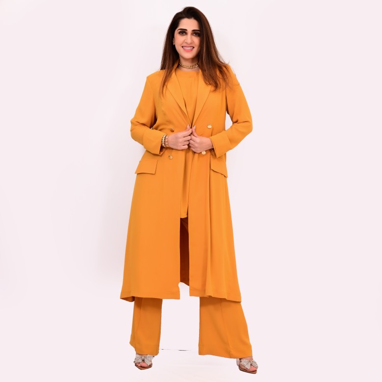 Inaya artisanal couture Mustard ochre 3pc set 