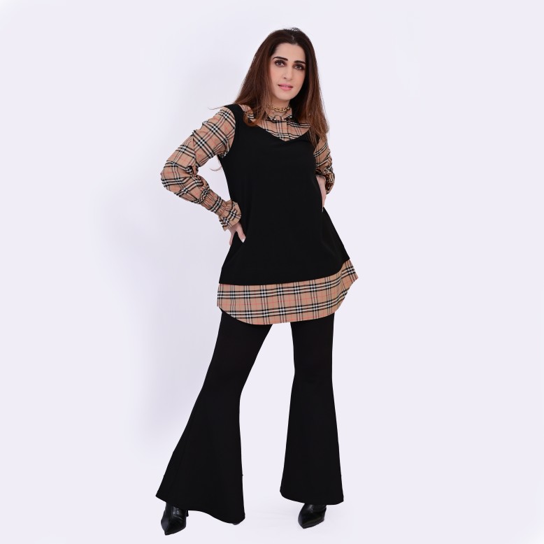 Ammarah élégante 2.0 separates Black and checkered vest top