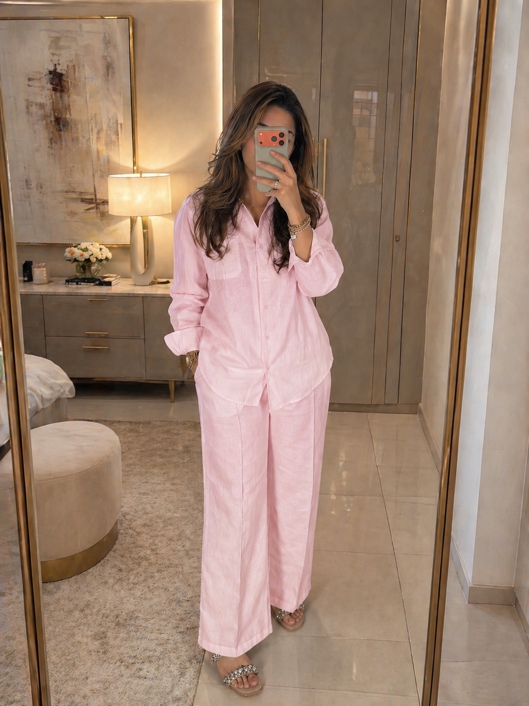 Pink Cotton linen set