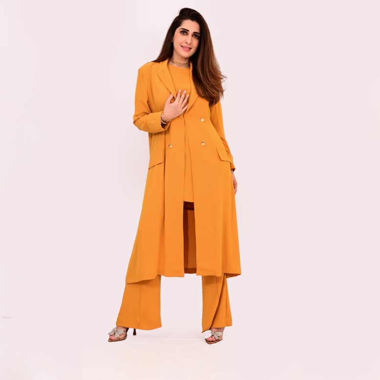 Inaya artisanal couture Mustard ochre 3pc set 