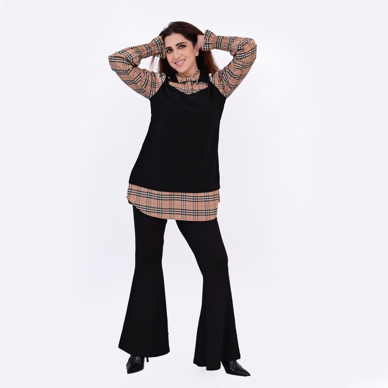 Ammarah élégante 2.0 separates Black and checkered vest top